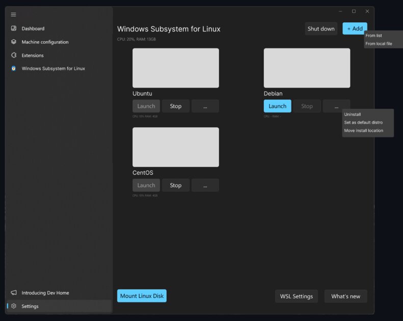 Windows 11 позволит запускать дистрибутивы Linux через графический интерфейс WSL