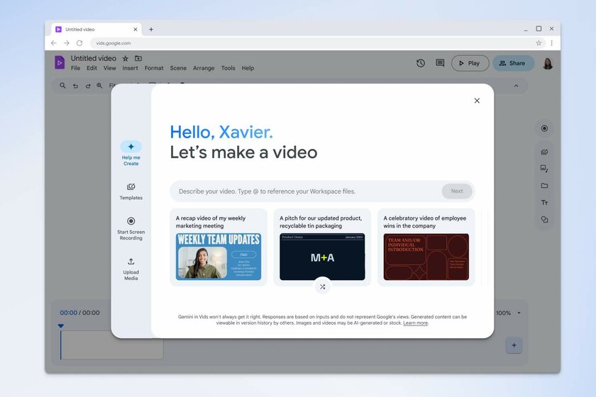 Google представила Vids: онлайн-инструмент для редактирования и генерации видео при помощи ИИ