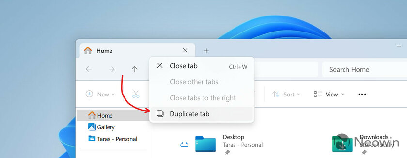 «Проводник» Windows 11 теперь умеет дублировать вкладки