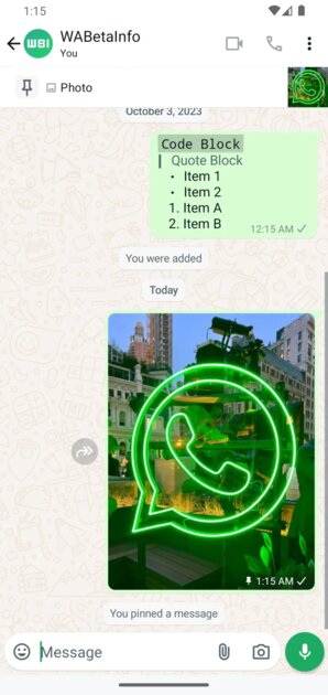 В бета-версии WhatsApp* появились превью медиафайлов в закреплённых сообщениях