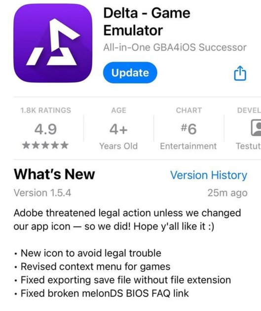 Популярный эмулятор ретро-игр на iOS вынудили сменить логотип: всё из-за Adobe
