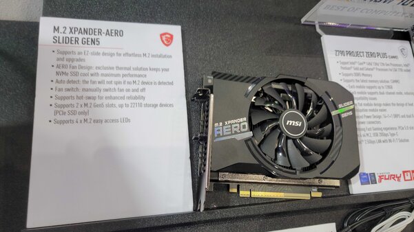 Не открывая корпус: MSI показала карту расширения для M.2 SSD с возможностью горячей замены