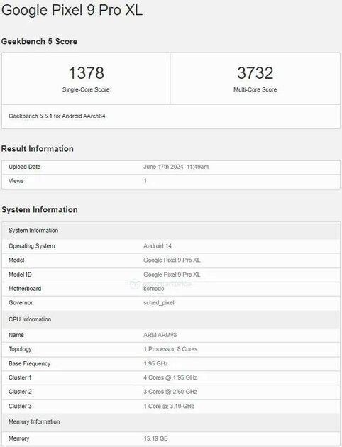 Google Pixel 9 Pro XL на Tensor G4 впервые замечен в Geekbench