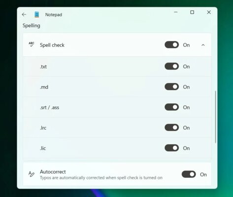 Спустя 41 год в «Блокноте» Windows 11 появилась проверка орфографии и автокоррекция