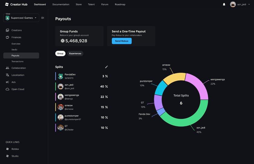Создатели Roblox выпустили систему распределения прибыли внутри группы разработчиков