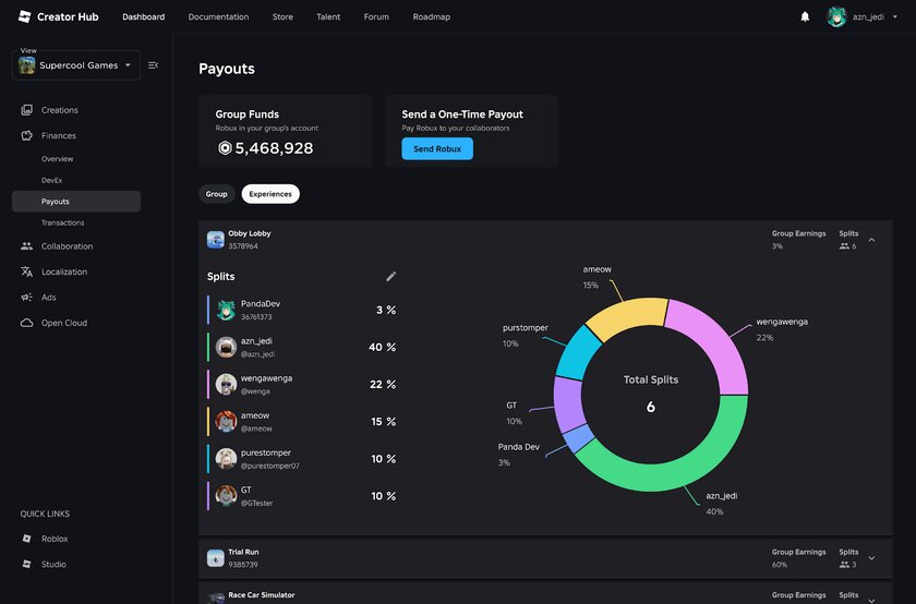 Создатели Roblox выпустили систему распределения прибыли внутри группы разработчиков