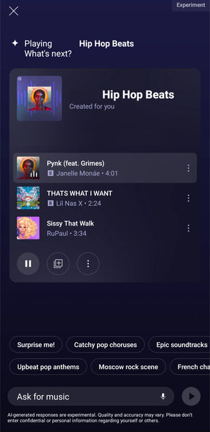 В YouTube Music тестируют ИИ: он создаст плейлист на основе того, что хочет услышать пользователь