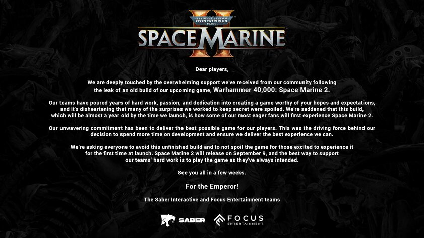 Разработчики Warhammer 40,000: Space Marine 2 подтвердили слив билда игры: это версия годичной давности