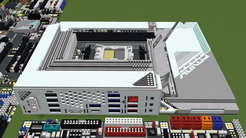 Геймер построил материнскую плату Gigabyte B650E AORUS STEALTH ICE в кубической игре: на это ушло почти 5 часов