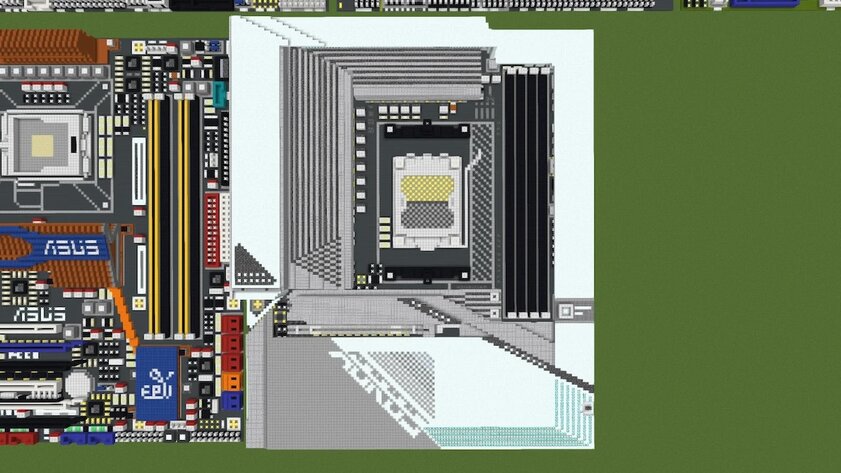 Геймер построил материнскую плату Gigabyte B650E AORUS STEALTH ICE в кубической игре: на это ушло почти 5 часов