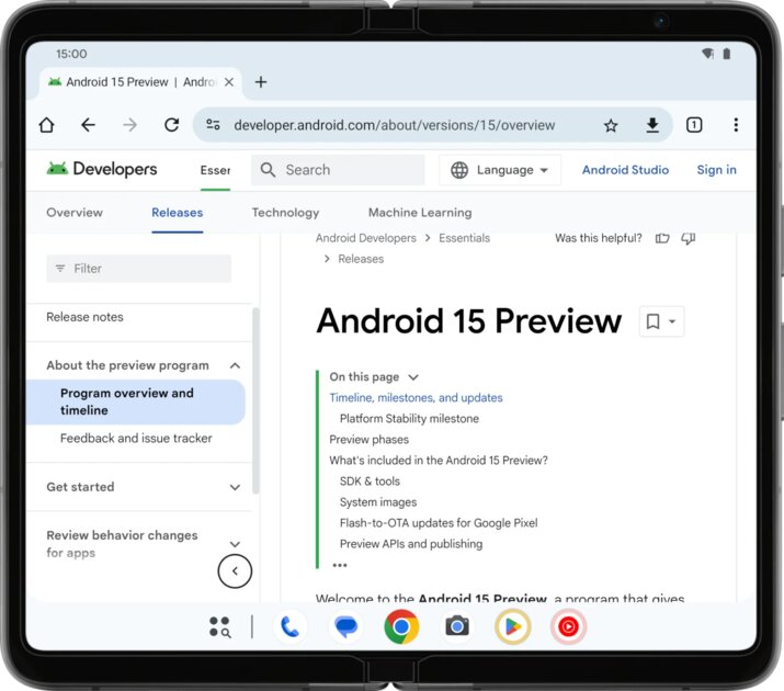 Смартфоны с Android 15 получат всплывающую панель задач, как на планшетах