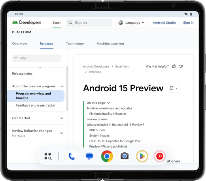 Смартфоны с Android 15 получат всплывающую панель задач, как на планшетах