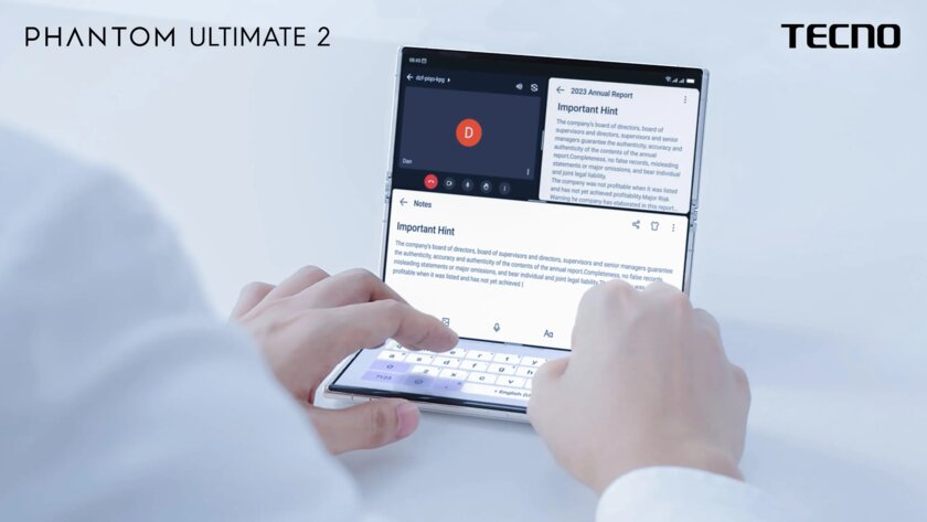 Tecno показала концепт Phantom Ultimate 2: складного смартфона с тремя сегментами дисплея