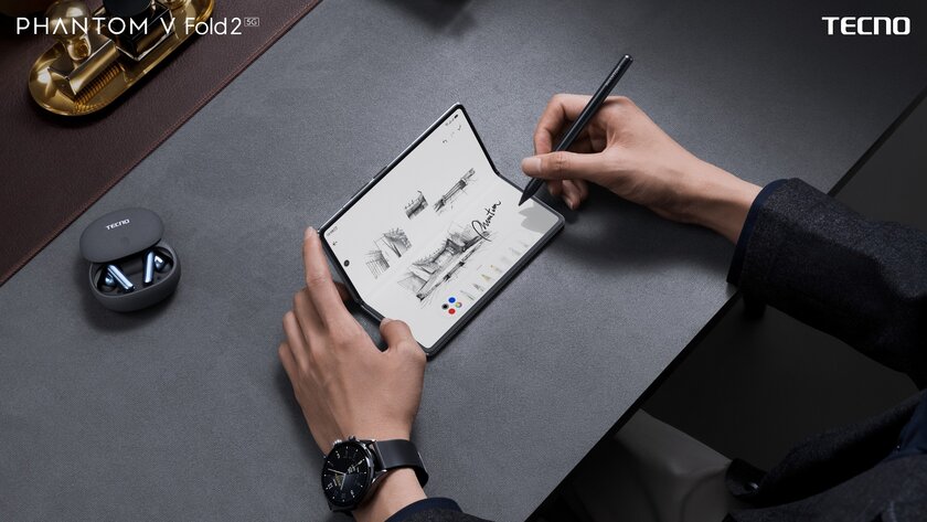И раскладушка, и книжка: Tecno представила складные смартфоны Phantom V2 и новый стилус к ним