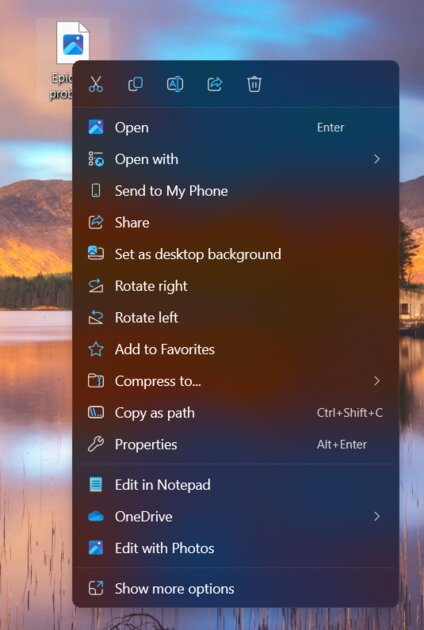 В контекстном меню Windows 11 появилась функция «Отправить на телефон». Работает только с Android