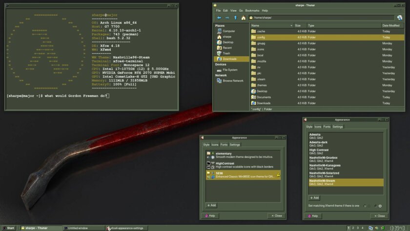 Как вам Arch Linux с интерфейсом в стиле олдового Steam?