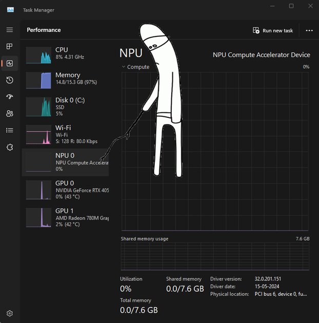 То чувство, когда купил ноутбук с NPU-модулем для ИИ и он… просто существует