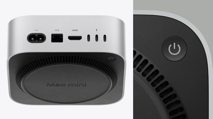 Кнопка включения в новом Mac mini снизу — на задней левой части ¯\_(ツ)_/¯