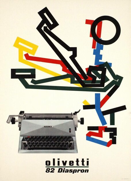 Дизайнерская реклама от Olivetti — одной из самых интересных компьютерных компаний