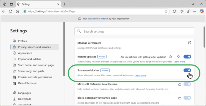 В Microsoft Edge появился блокировщик вредоносного ПО. Как он работает