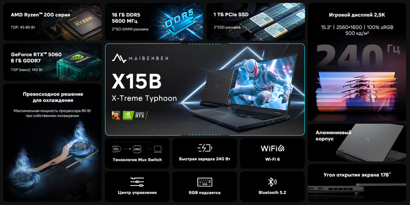 MAIBENBEN везёт в Россию новые игровые ноутбуки: они оснащены видеокартами RTX 50
