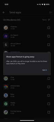 Google убрала возможность делиться приложениями из Play Store
