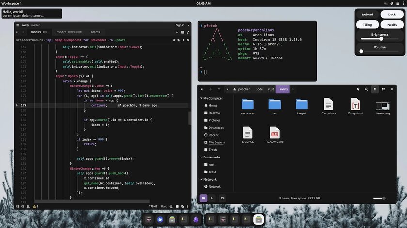 Программист написал 2000 строк кода на Rust, чтобы его Arch Linux выглядел красиво