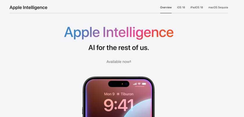 Apple убрала надпись «Доступно сейчас» со страницы Apple Intelligence