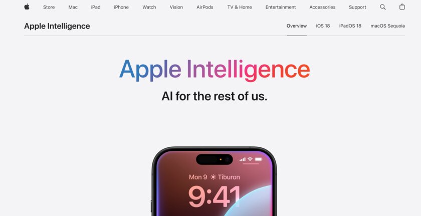 Apple убрала надпись «Доступно сейчас» со страницы Apple Intelligence