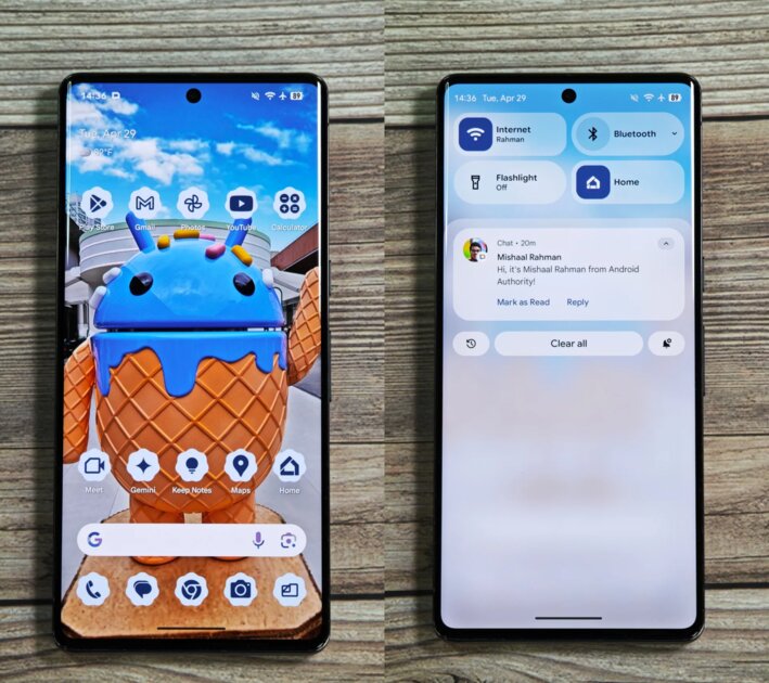 Знакомьтесь, Android 17: смотрим на совершенно новый дизайн системы — Новый дизайн объединенной панели уведомлений и быстрых настроек. 4