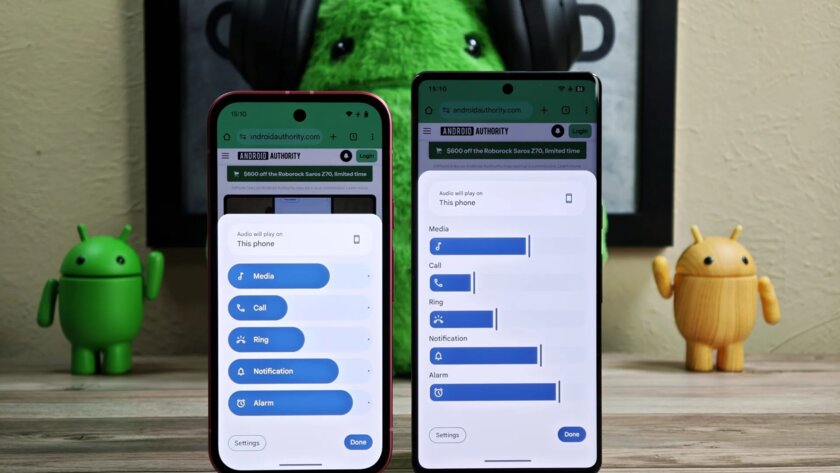 Знакомьтесь, Android 17: смотрим на совершенно новый дизайн системы — Менее «пузырчатый» интерфейс громкости и вывода мультимедиа. 1