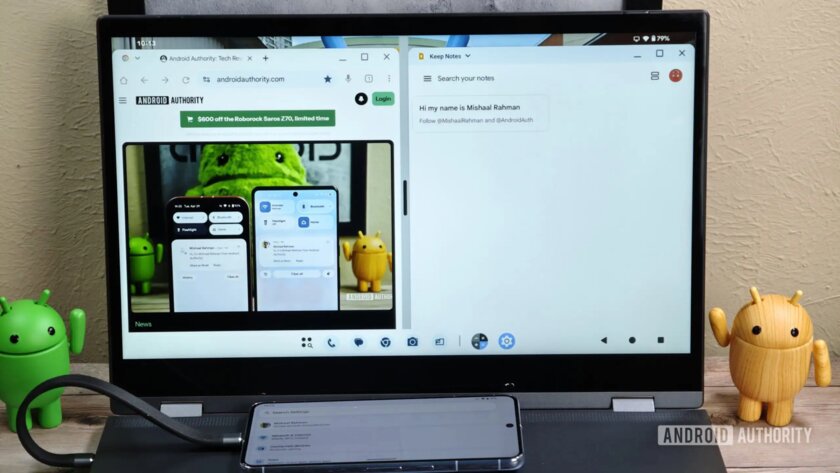 Google создаёт аналог Samsung DeX — первый взгляд на новый режим рабочего стола Android