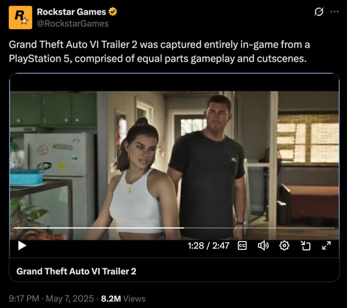 Это не пререндер: новый трейлер GTA 6 состоит из геймплея из кат-сцен, записанных в самой игре