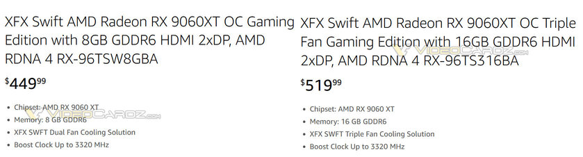 RX 9060 XT на 8 ГБ продают за 450 долларов: это заметно дороже RTX 5060 Ti
