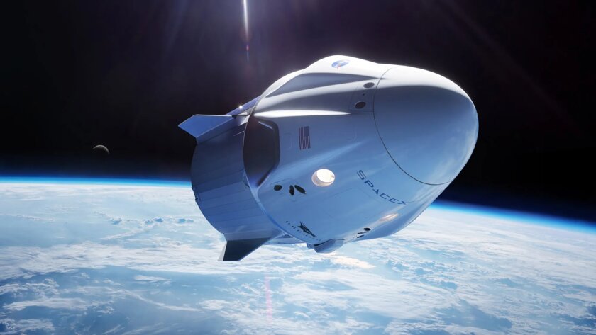 Грузовой корабль SpaceX Dragon входит в атмосферу Земли (анимация)