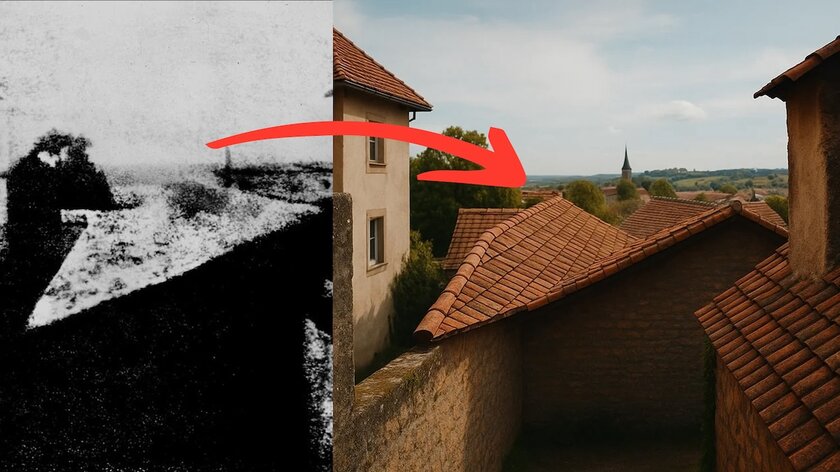 Пользователь попросил ИИ восстановить и раскрасить первую в мире фотографию. Вот что из этого получилось