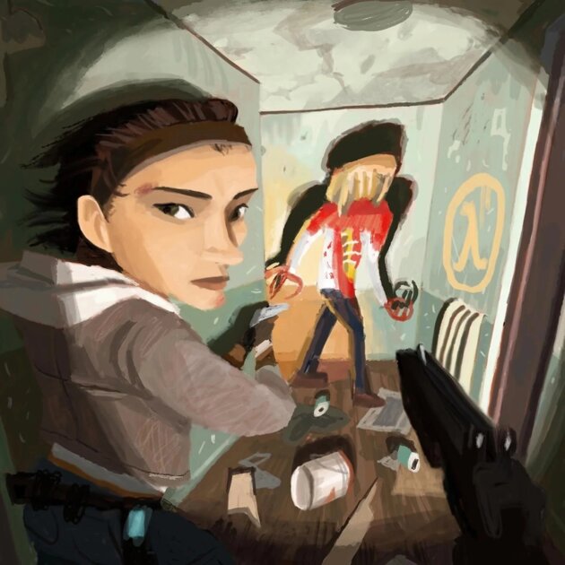 Фанат Half-Life 2 изобразил ключевых персонажей в своем фирменном стиле