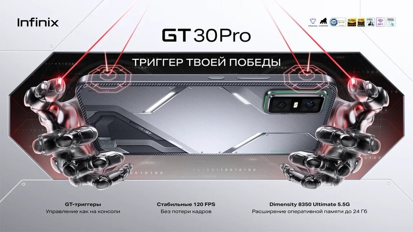 В России появился игровой смартфон Infinix GT 30 Pro с триггерами как у консоли и динамической подсветкой
