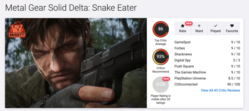 Вышли обзоры Metal Gear Solid Delta: Snake Eater — не шедевр