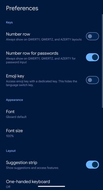 В Gboard на Android появилась настройка размера шрифта
