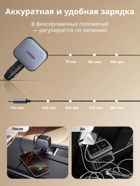 Выдвижной кабель — это вещь! UGREEN привезла в Россию новые повербанк, адаптер, авто-зарядку и кабель