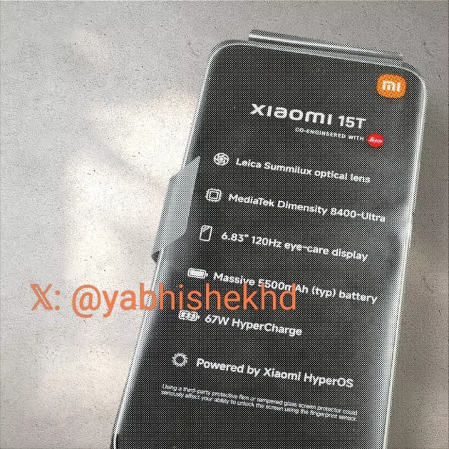 Xiaomi 15T засветился на фото вместе с характеристиками — экран больше, чем ожидали