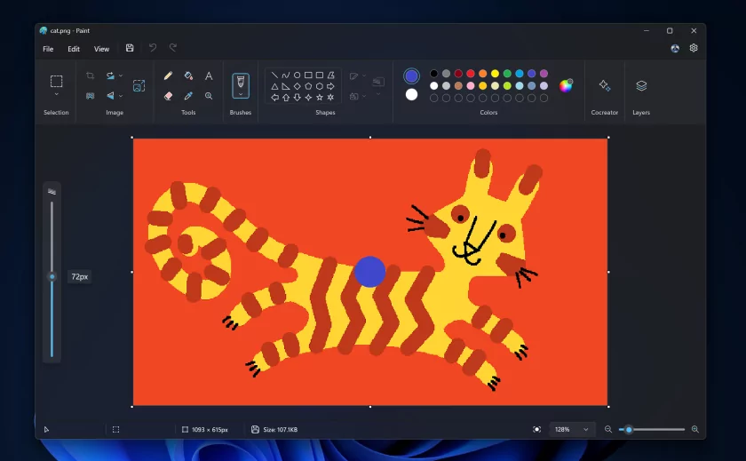 Paint для Windows 11 становится похожим на Photoshop: поддержка проектов и прозрачность кисти