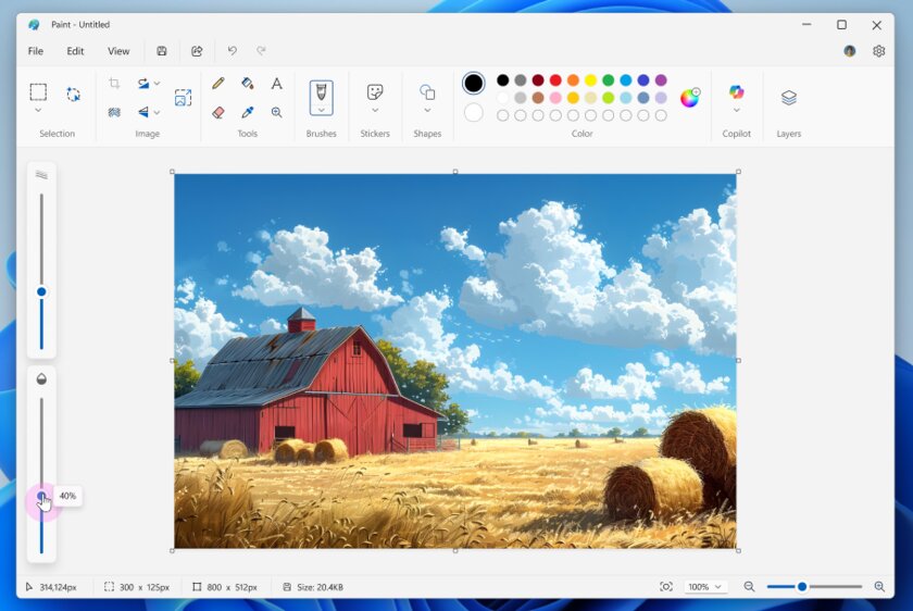 Paint для Windows 11 становится похожим на Photoshop: поддержка проектов и прозрачность кисти