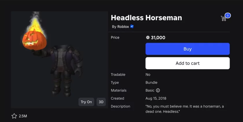 Так выглядит скин из Roblox стоимостью… 300 долларов