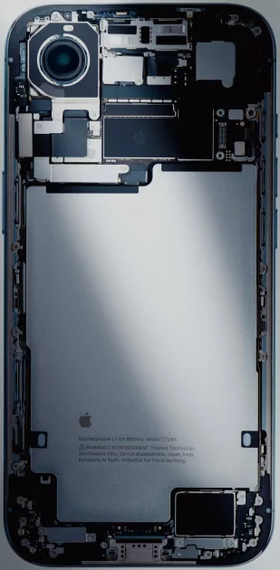 Так выглядит искусство. На фото внутренняя часть iPhone Air, в котором места не осталось ни под что