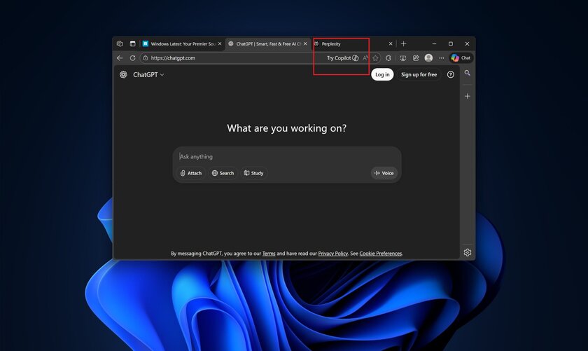 «Попробуй Copilot» — Edge показывает рекламу ИИ, когда пользователь открывает ChatGPT