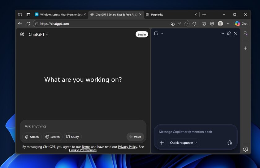 «Попробуй Copilot» — Edge показывает рекламу ИИ, когда пользователь открывает ChatGPT
