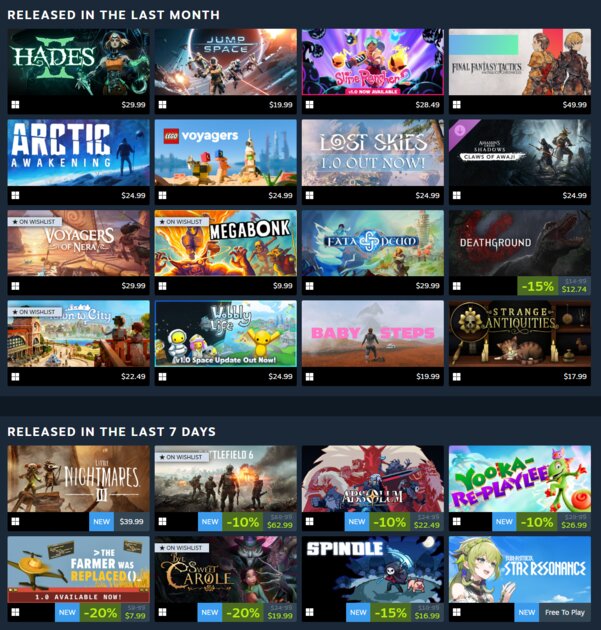 В Steam появился личный календарь релизов с персонализированными рекомендациями