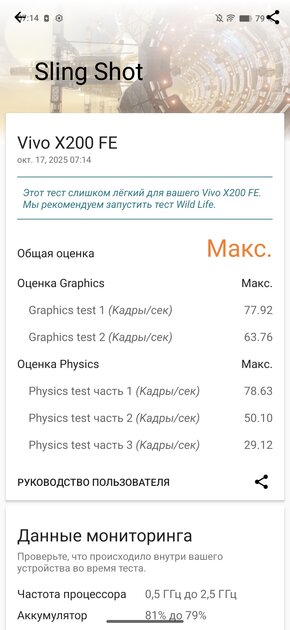 Компактный смартфон с очень удобной диагональю дисплея: обзор vivo X200 FE — Производительность и тесты. 14